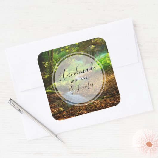 フォレストクリーク美しい自然景観写真 スクエアシール (封筒)