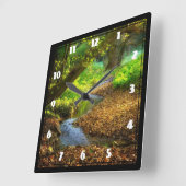 フォレストクリーク美しい自然景観写真 スクエア壁時計 (傾斜)