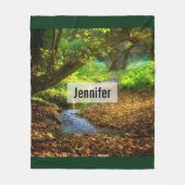 フォレストクリーク美しい自然景観写真 フリースブランケット (正面)