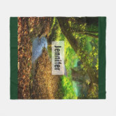 フォレストクリーク美しい自然景観写真 フリースブランケット (正面(横))