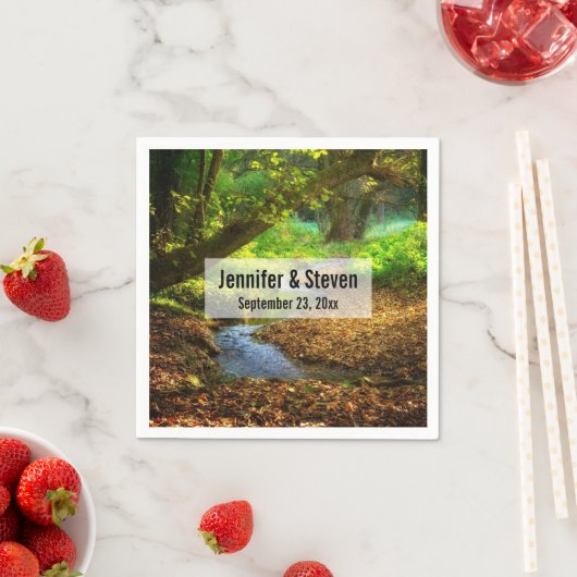 フォレストクリーク美しい自然結婚写真 スタンダードカクテルナプキン (インサイチュ)