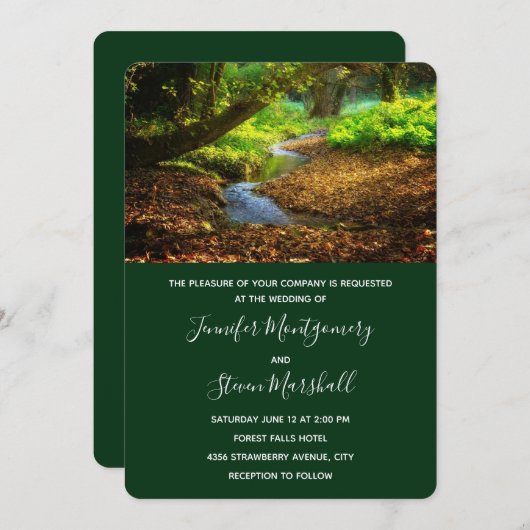 フォレストクリーク美しい自然結婚写真 招待状 (正面/裏面)