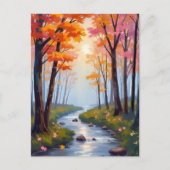 フォレストクリーク | 紅葉の水彩風景画 ポストカード (正面)