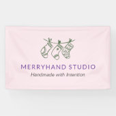 フォレストグリーンお洒落ストッキングガーランドクリスマス 横断幕 (横)