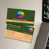 フォレストグリーンとピーチシックとロゴプロフェッショナル 名刺