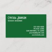 フォレストグリーンとホワイトのレトロボールド 名刺 (裏面)