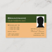 フォレストグリーンと桃とフォトプロフェッショナル 名刺 (裏面)