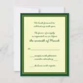 フォレストグリーンと金ゴールドバー(ユダヤ教の)バル・ミツバー応答カード 出欠カード (裏面)