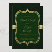 フォレストグリーンと金ゴールドブライダルブランチ 招待状 (正面/裏面)