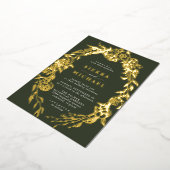 フォレストグリーンと金ゴールド | Moss春庭園の結婚式 箔招待状 (回転した状態)