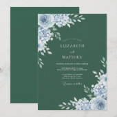 フォレストグリーンのエシカルな冬の結婚式 招待状 (正面/裏面)