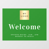 フォレストグリーンのビジネスロゴ ウェルカム オープニングアワー ウィンドウサイン (シート)