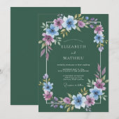 フォレストグリーンのムーディーな森の結婚式 招待状 (正面/裏面)
