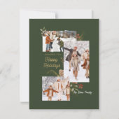 フォレストグリーンの写真コラージュクリスマス シーズンカード (正面)