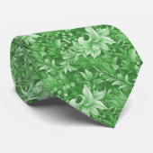 フォレストグリーンの装飾的な植物柄 ネクタイ (ロール)