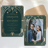 フォレストグリーンアイビーオーナメント結婚式招待状 招待状