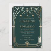 フォレストグリーンアイビーオーナメント結婚式招待状 招待状 (正面)