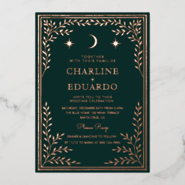 フォレストグリーンアイビーオーナメント結婚式招待状 箔招待状