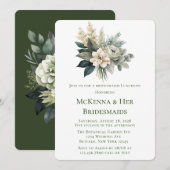 フォレストグリーンアンドクリームバラブリデスメイドランチョン 招待状 (正面/裏面)