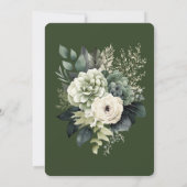 フォレストグリーンアンドクリームバラブリデスメイドランチョン 招待状 (裏面)