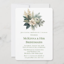 フォレストグリーンアンドクリームバラブリデスメイドランチョン