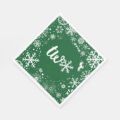 フォレストグリーンウィンターセカンド誕生日スノーフレーク スタンダードランチョンナプキン (角)