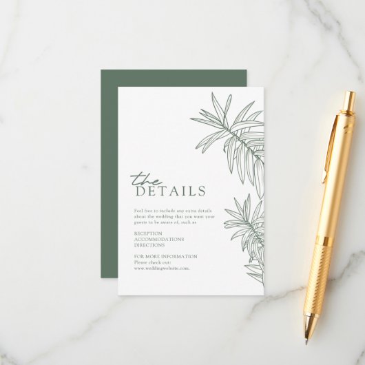 フォレストグリーンエレガントボタニカル離れ詳細 エンクロージャーカード (正面/裏面インサイチュ)