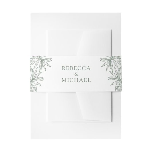 フォレストグリーンエレガントボタニッ結婚クス 招待状ベリーバンド (正面例)