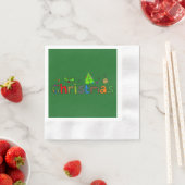 フォレストグリーンクリスマスペーパーナプキン 縁ありカクテルナプキン (インサイチュ)