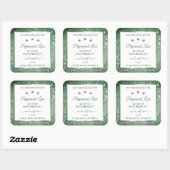 フォレストグリーングリッターホワイトプロダクトラベルダイヤモンド スクエアシール (シート)