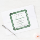 フォレストグリーングリッターホワイトプロダクトラベルダイヤモンド スクエアシール (封筒)