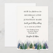 フォレストグリーンゴールドツリーミニマルクリスチャンウェディング 招待状 (正面/裏面)