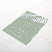 フォレストグリーンシダ結婚ズアウトドアズシルバー 箔招待状 (回転した状態)