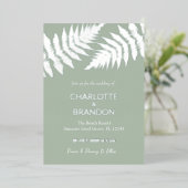 フォレストグリーンシダ結婚ズアウトドアズシルバー 箔招待状 (立ち正面)