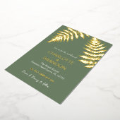 フォレストグリーンシダ結婚ズアウトドア金ゴールド 箔招待状 (回転した状態)