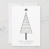 フォレストグリーンシンプルクリスマスツリーフォトフラット シーズンカード (正面)