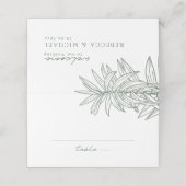 フォレストグリーンシンプル手描き植物折り畳み プレイスカード (外部開封)