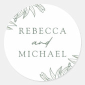 フォレストグリーンシンプル植物学 ラウンドシール (正面)