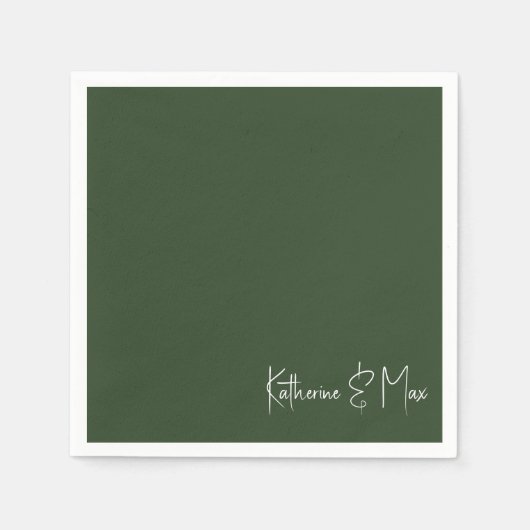 フォレストグリーンスクリプト名結婚のカクテル スタンダードカクテルナプキン (正面)