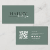 フォレストグリーンスタイリッシュQRコード 名刺 (正面/裏面)