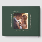 フォレストグリーンスタックイニシャルモノグラム結婚ズ ゲストブック (裏面)