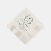 フォレストグリーンスタックイニシャルモノグラム結婚ズ 縁ありカクテルナプキン (角)