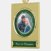 フォレストグリーンスターリーライト初めてのクリスマス ゴールドプレートバナーオーナメント (左)