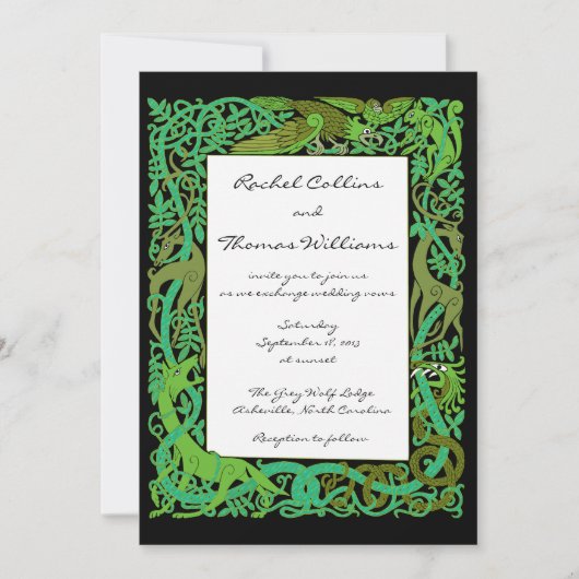 フォレストグリーンズケルト動物結婚式招待状 招待状 (正面)