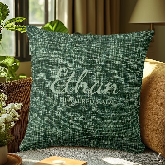 フォレストグリーンデニムテクスチャ | カスタムホーム素朴 クッション