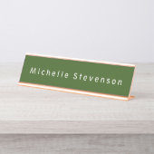 フォレストグリーントレンディーモダンプロフェッショナル デスクネームプレート (正面)