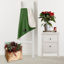 フォレストグリーンニットルックプレイド – イニシャルの追加 シェルパブランケット