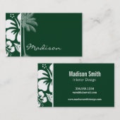 フォレストグリーンハワイアントロピカルハイビスカス; Palm 名刺 (正面/裏面)