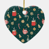 フォレストグリーンハートシェイプファミリーフォトオーナメント セラミックオーナメント (裏面)
