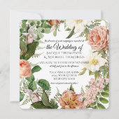 フォレストグリーンバラヴィンテージフローラ結婚ズ 招待状 (正面)